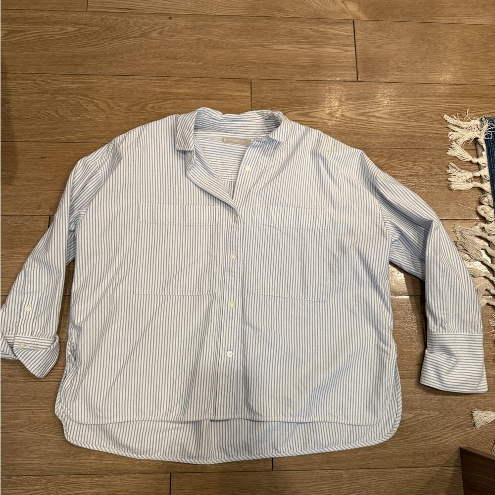 Everlane Blue and White Striped Boxy Crop